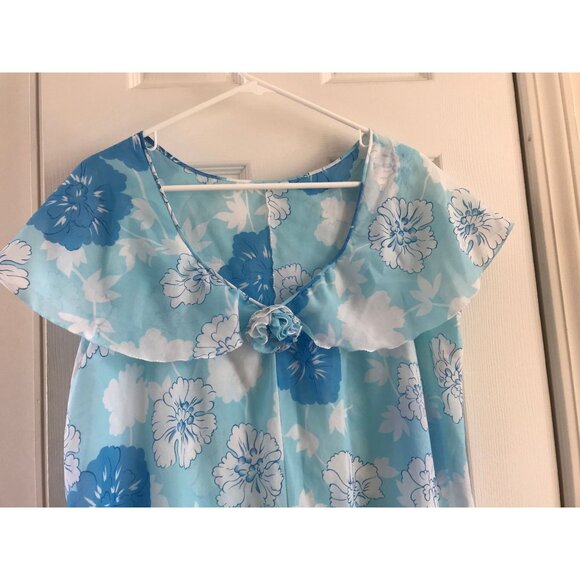 Vtg Negligée 1970's "LALA" Saks Fifth Avenue Blue Floral Lingerie 3 Piece - Picture 5 of 10